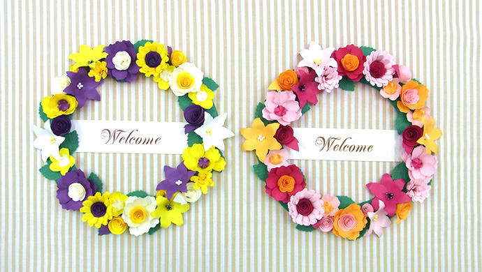 お花いっぱいに飾る ウェルカムリース 作り方 作品 Nk Craft